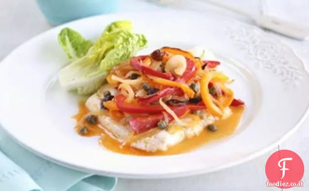 Pesce al Burro al Limone con Peperonata