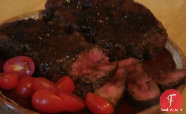 Coniglio al Vino Bianco, Pancetta, Cipolla e salsa di funghi