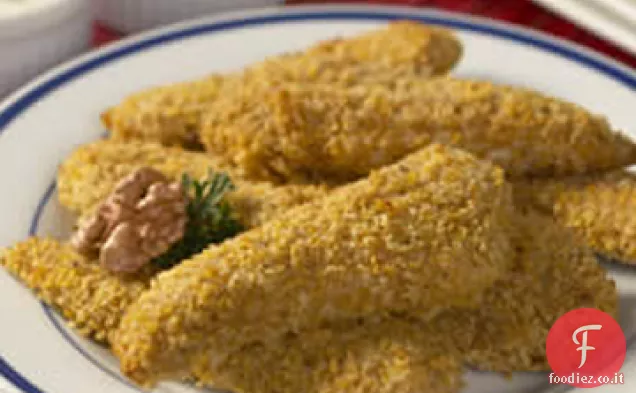 Croccante noce rivestito strisce di pollo