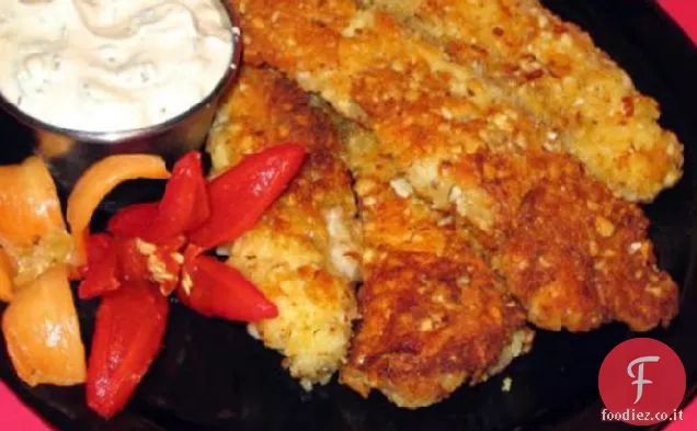 Dita di pollo in crosta di mandorle