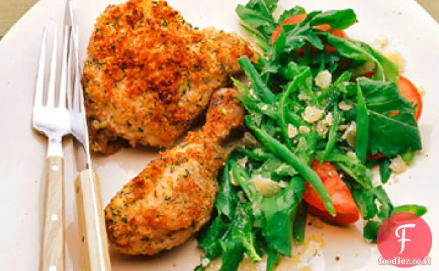Pollo romano al parmigiano croccante al forno