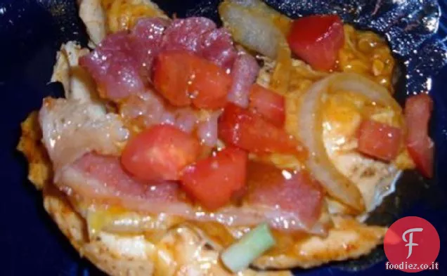 Pollo formaggio con salsa barbecue e pancetta