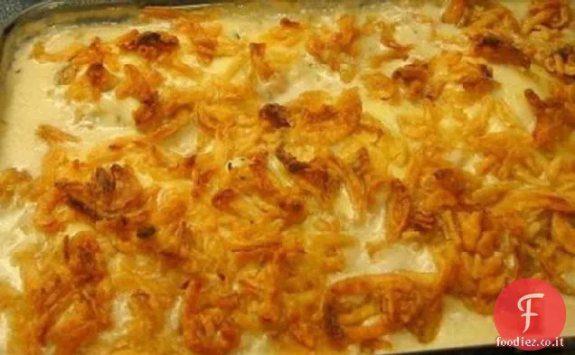 Formaggio svizzero e anello di cipolla Petti di pollo