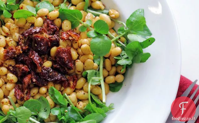 Semi di soia, pomodori secchi e crescione