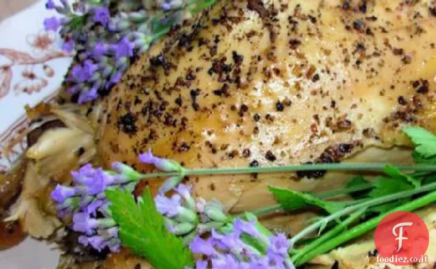 Lavanda, levistico e lime Pollo arrosto con miele
