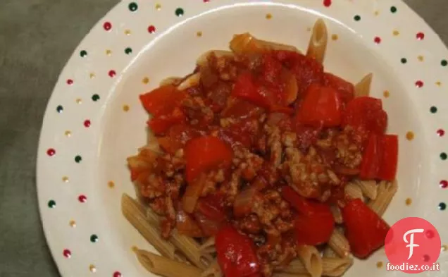 Penne con Salsiccia e Peperoni