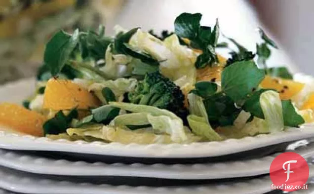 Insalata di broccoli, arancia e crescione