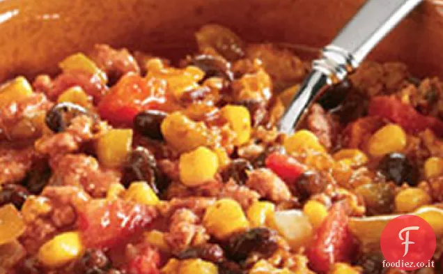 Chili di fagioli neri, mais e tacchino Swanson® 