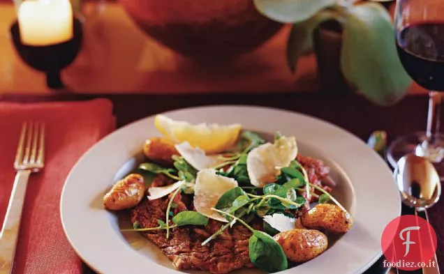 Tagliata di Costine alla griglia con crescione e patate