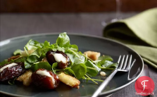 Datteri arrostiti al mascarpone con crescione e brioche