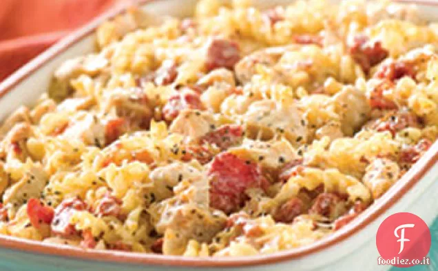 Pollo cremoso e pasta cuocere