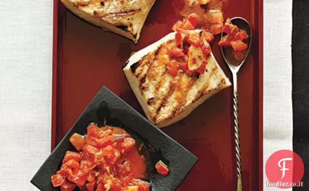 Mahimahi con Pancetta-Burro di pomodoro