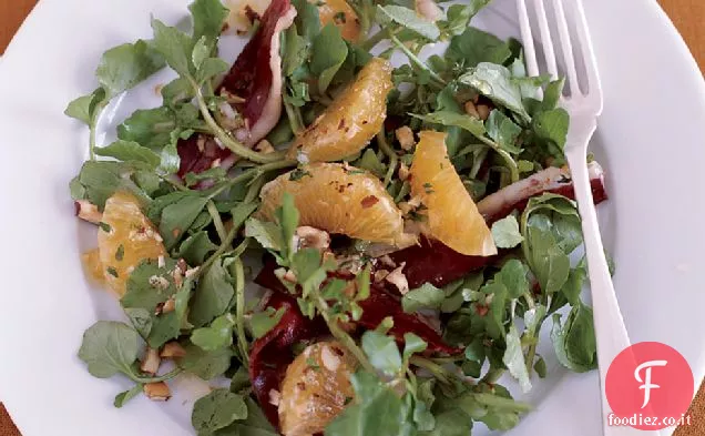 Insalata di crescione con Prosciutto, Mandarini e Nocciole