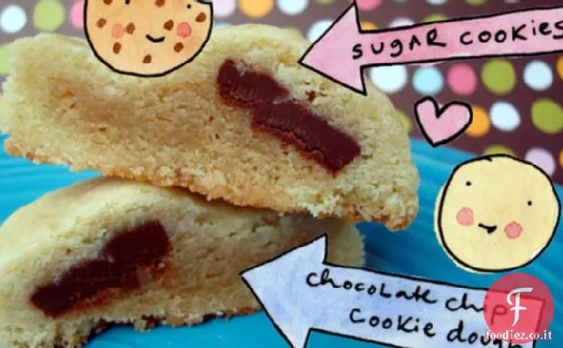 Biscotti di zucchero ripieni di pasta biscotto al cioccolato