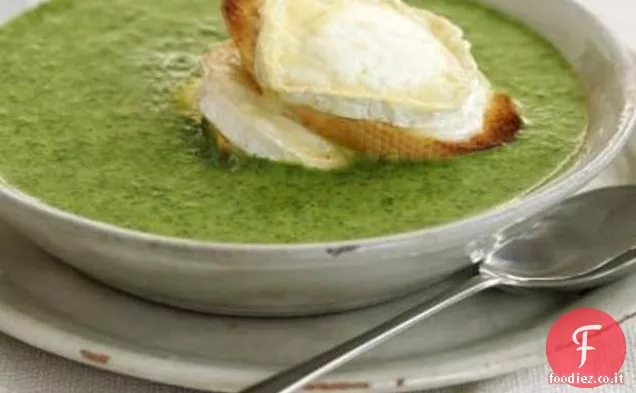 Zuppa di crescione con Croûtes al formaggio di capra