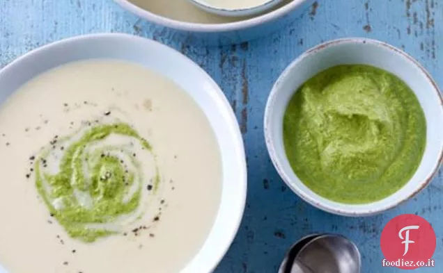 Zuppa di scalogno con purea di crescione