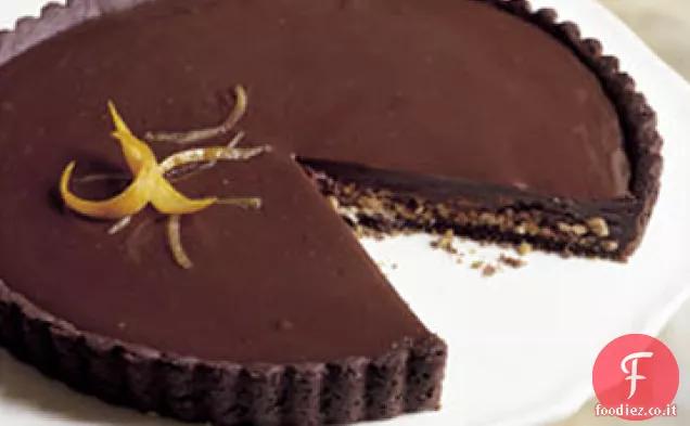 Crostata di Cioccolato Fondente e Arancia con Mandorle Tostate