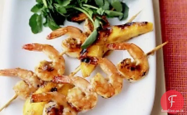 Gamberi e Mango glassati al rum