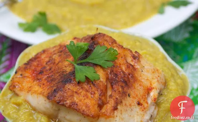 Cavolfiore Zuppa di funghi porri con pesce al burro