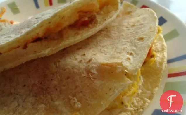 Quesadillas di pancetta, uova e formaggio