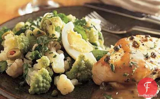 Insalata di cavolfiore e broccofiore con vinaigrette di sherry