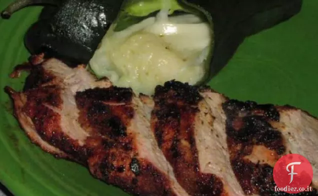 Carne di maiale alla griglia e peperoni Poblano