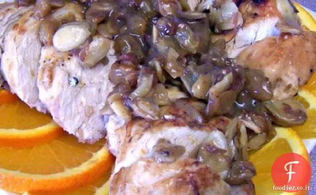 Pollo all'arancia con mandorle