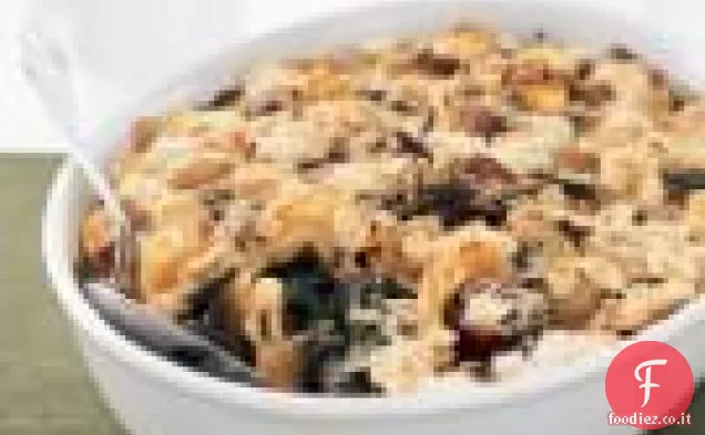Pasta al forno con tarassaco e salsiccia
