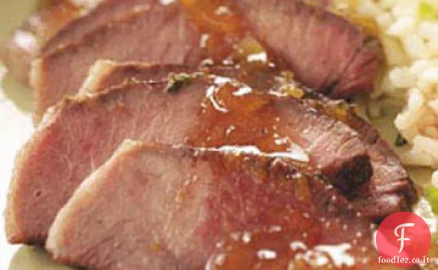 Bistecca con salsa di timo all'arancia