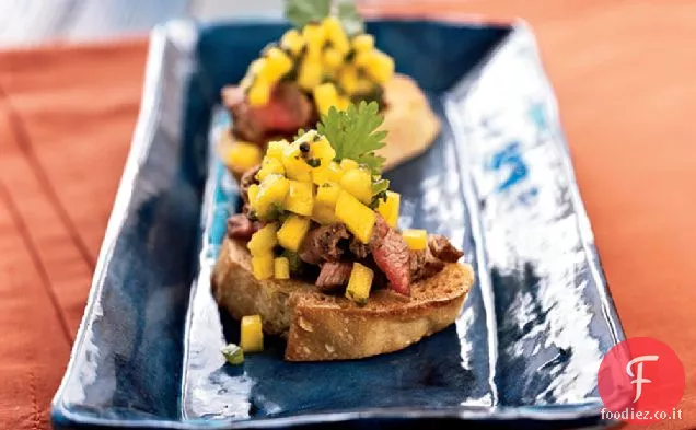 Bruschetta di filetto di manzo con Burro marrone