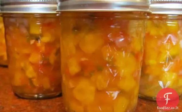 Salsa di mango Peachy, in scatola per Chris!