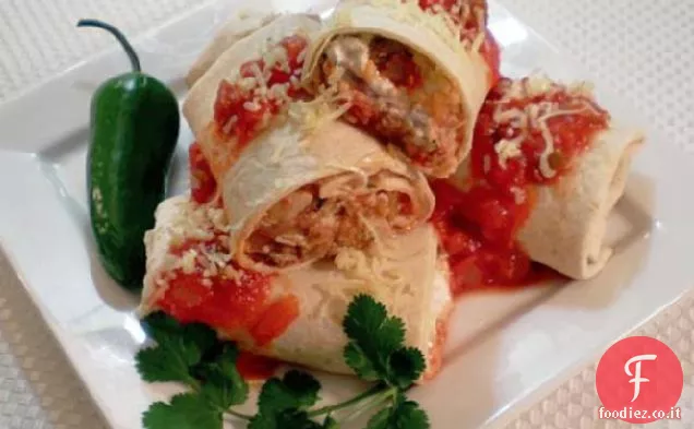 Coriandolo Lime Roll Up di maiale con cipolle caramellate