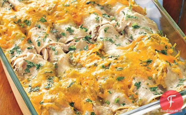 Pollo, peperoncino e formaggio Enchiladas