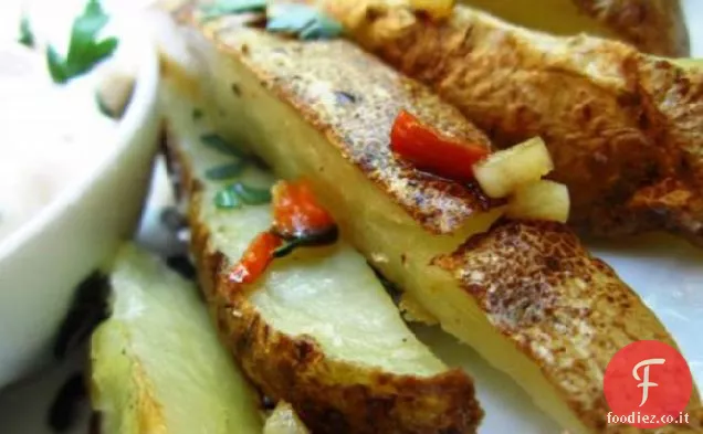 Patatine fritte al forno con peperoni del Cile e coriandolo