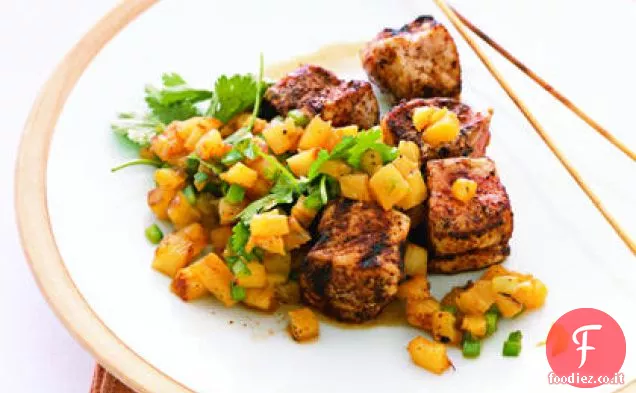 Spiedini di maiale con salsa di ananas