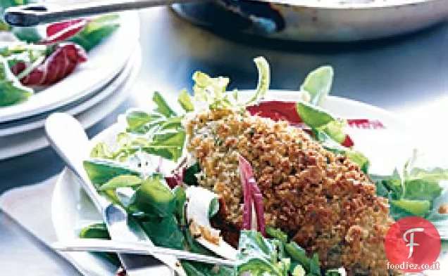 Cotolette di vitello impanate con insalata tricolore