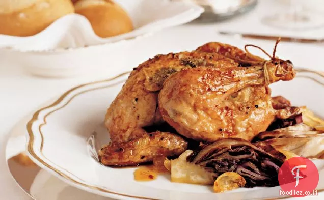 Galline corniche glassate con Radicchio Aglicky