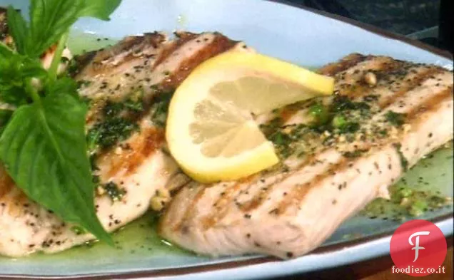 Mahi Mahi scottato con burro di basilico piccante