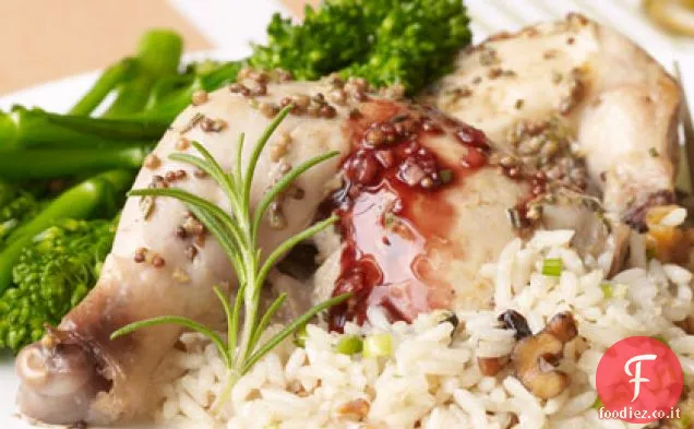 Galline corniche al profumo di Rosmarino con riduzione del vino rosso