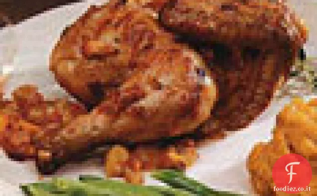 Arrosto di gallina della Cornovaglia con salsa di frutta piccante