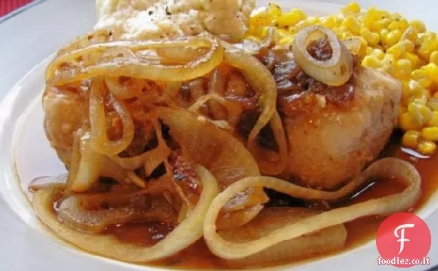 Braciole di maiale in sugo di cipolla