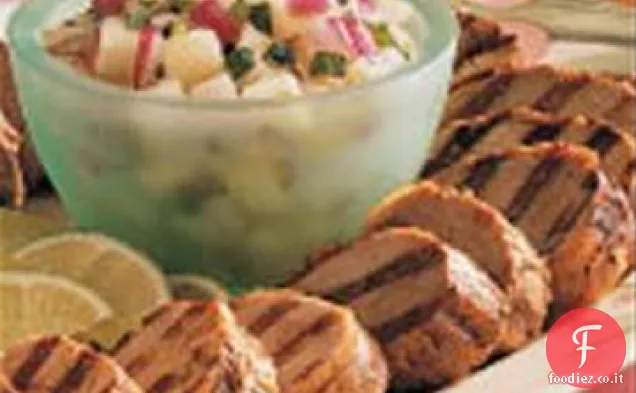 Carne di maiale alla griglia con salsa di pere