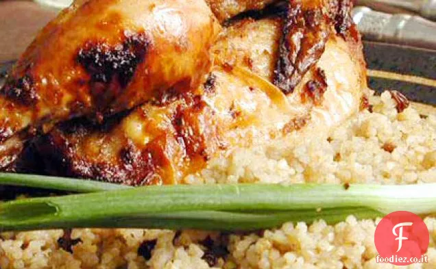 Hamam Mahshi bi Burghul (galline della Cornovaglia con Bulgur, uvetta e pinoli)