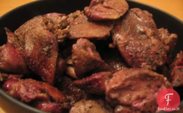 Pollo arrosto con fegatini di pollo