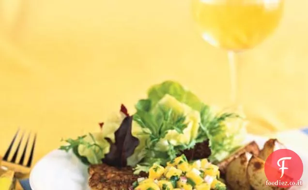 Snapper coda gialla annerito con salsa di Mango