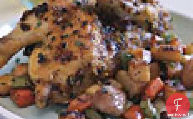 Galline di selvaggina arrosto con ortaggi a radice caramellati e salsa di ribes essiccato