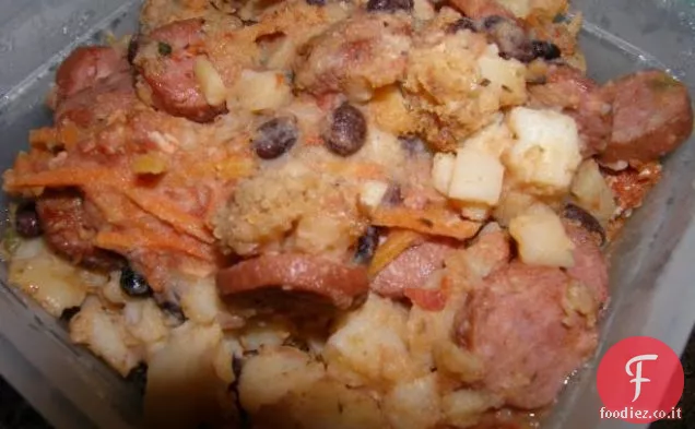 Salsiccia rustica con casseruola di patate