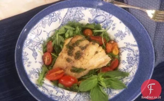 Snapper Rosso di Cat Cora con Pepitas, Capperi, Pomodorini e