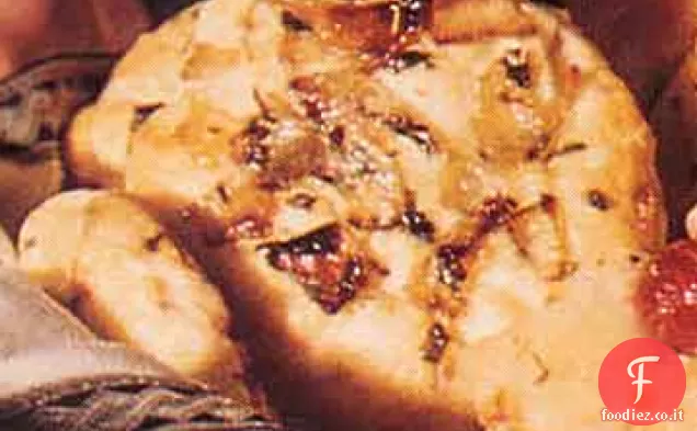 Biscotti alla crema con pancetta e cipolle arrosto