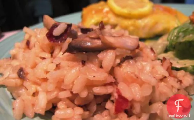 Risotto al limone con pancetta e funghi